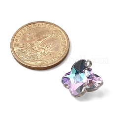 ファセットガラスチャーム10個  蝶  真鍮のループを有します  ミックスカラー  プラチナ  14.5~17x15~18x7~8mm  穴：2mm&nbsp;PALLOY-JF04063-02
