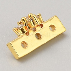 Brass Pave Clear Cubic Zirconia Connector Charms&nbsp;KK-WH0081-22A-G