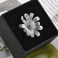 女性用フラワー 304 ステンレススチール オープンカフリング  ステンレス鋼色  花：25x27.5mm  内径: 調節可能&nbsp;RJEW-M049-04P