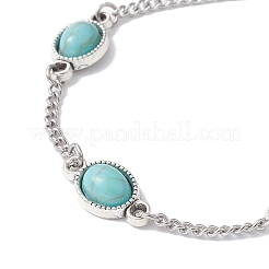 Alloy Resin Link Chain Bracelet with 304 Stainless Steel Curb Chains&nbsp;BJEW-JB09514-01