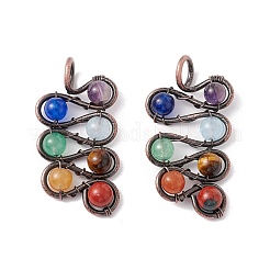 Natural Mixed Stone Brass Pendants&nbsp;FIND-E023-04R