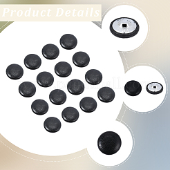 30穴PUレザーシャンクボタン1個  アルミパーツ  フラットラウンド  ブラック  17x8mm  穴：2x2mm&nbsp;BUTT-CL0001-01B-01