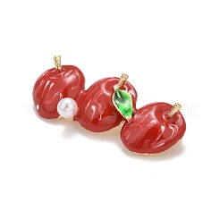 Christmas Apple Enamel Pin with Resin Pearl&nbsp;JEWB-A004-30G