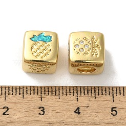 Rack Plating Brass Micro Pave Cubic Zirconia Beads&nbsp;KK-P268-01G-03