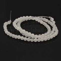 天然のホワイトジェードラウンドビーズ連売り  4mm  穴：1mm  約87~90個/連  14.7インチ&nbsp;G-N0120-03-4mm