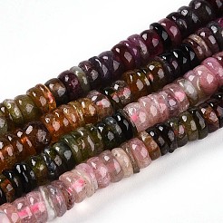 天然のマルチカラートルマリンビーズ連売り  ロンデル  4.5~5.5x1~4mm  穴：0.7mm  約216個/連  16.14''（41センチメートル）&nbsp;G-T140-03