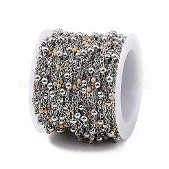 304ステンレススチールアズキチェーン  エナメル  ハンダ付け  桃パフ  ビーズ：3.5~3.6x3.5mm  リンク：5x2x2mmと2x1.5x0.3mm&nbsp;CHS-F019-01P-08