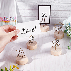 15 Sets 5 Style Flat Round Schima Wood Name Card Holder Base&nbsp;AJEW-GA0003-78