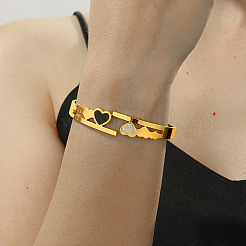 Natural Shell Heart Hinged Cuff Bangle&nbsp;DD3950