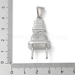 304ステンレスペンダント  プラグチャーム  ステンレス鋼色  40x18.5x10.5mm  穴：8x3.5mm&nbsp;STAS-G346-11P