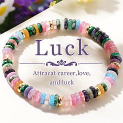 Natural Mixed Gemstone & Brass Beads Stretch Bracelets for Women&nbsp;RV1969-2
