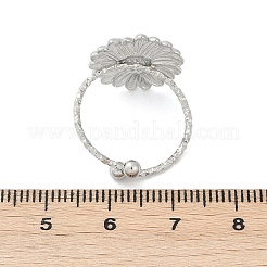 304ステンレススチールカフリング  ヒマワリ  ステンレス鋼色  15.5x15.5mm  usサイズ7 1/4(17.5mm)&nbsp;RJEW-D306-14P