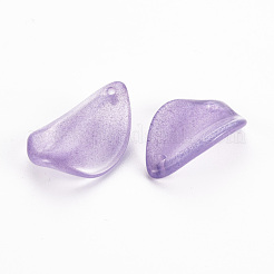 透明スプレー塗装ガラスペンダント  カポックの花びら  紫色のメディア  21x14x2.5mm  穴：1.2mm&nbsp;GLAA-T016-38-A01
