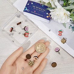 6 Pairs 6 Style Natural Wood Stud Earrings&nbsp;EJEW-SC0001-45