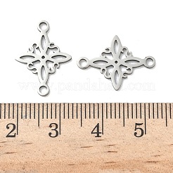 304 Stainless Steel Rhombus Flower Connector Charms&nbsp;STAS-G361-04P