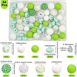 64Pcs Round & Rondelle Food Grade Eco-Friendly Silicone Beads&nbsp;SIL-SP0001-19B