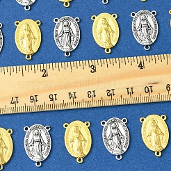 20Pcs 2 Colors Holy Oval Carved Virgin Mary Tibetan Style Alloy Chandelier Component Links&nbsp;TIBE-FS0001-15