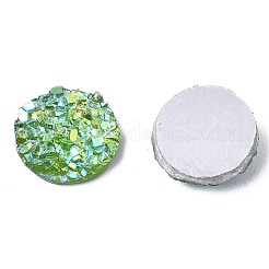 樹脂カボション  イミテーションドゥルージーアゲート  フラットラウンド  ABカラーメッキ  シーグリーン  8x2.5mm&nbsp;LS-CRES-Q191-HA027-B4