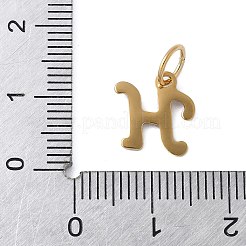 304ステンレススチールエナメルチャーム  丸カン付き  イオンプレーティング（ip）  ゴールドカラー  文字h  11.5x11x1mm  丸カン：6x0.8ミリ  4.5mm内径&nbsp;STAS-G353-01G-H