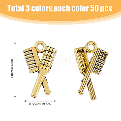 150本3色チベット風アロイペンダント  くし  ミックスカラー  20x12x3mm  穴：1.8mm  約50PCS /カラー&nbsp;TIBE-DC0001-06