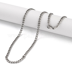 304ステンレススチール製キューバチェーンネックレス（男性用）  ステンレス鋼色  19.76インチ（50.2cm）  リンク：5x3.5x1mm&nbsp;NJEW-B117-01A-P