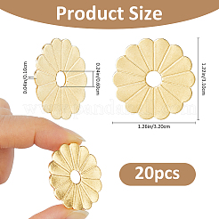 真鍮製ハンドルワッシャー  花  家具ハードウェアアクセサリー  ゴールドカラー  31x32x1mm  20個/セット&nbsp;KK-FH0008-32B-G