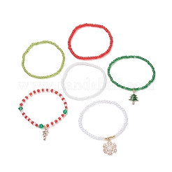 6Pcs 6 Style Glass Beaded Stretch Bracelets Set&nbsp;BJEW-JB09394