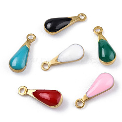 Antique Golden Plated Brass Enamel Teardrop Charms&nbsp;KK-Q571-01