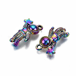 レインボーカラーアロイペンダント  カドミウムフリー＆鉛フリー  宇宙人  19.5x13.5x5mm  穴：1.4mm&nbsp;PALLOY-S180-070-RS