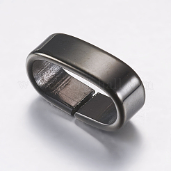 304ステンレススチールスライドチャーム  オーバル  ガンメタ色  16x9.5x4.5mm  穴：6x12.5mm&nbsp;STAS-F133-64B