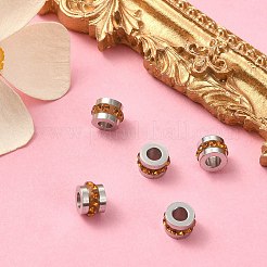 201 Stainless Steel Polymer Clay Rhinestone Inlaid Beads&nbsp;RB-YW0001-11I
