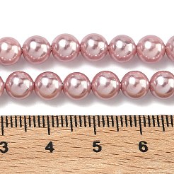 電気めっきシェルパールビーズ連売り  ラウンド  淡いバイオレットレッド  6mm  穴：0.6mm  約67~68個/連  16.02~16.18''（40.7~41.1センチメートル）&nbsp;X-BSHE-G041-6mm-05
