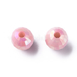 不透明なアクリルビーズ  ABカラーメッキ  多面カット  ラウンド  ピンク  6x5.5mm  穴：1.5mm  約4800個/500g&nbsp;MACR-S371-135-I04