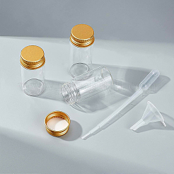 化粧品用丸ガラス収納容器  ろうそく  キャンディー  アルミスクリューキャップ付き  プラスチック漏斗ホッパーとトランスファーピペット  透明  3x4.05cm  容量：15ml（0.5液量オンス）  6pc&nbsp;GLAA-BC0001-12A