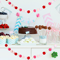 Wool Felt Ball Garland Colorful Pom Pom&nbsp;AJEW-WH0258-717A