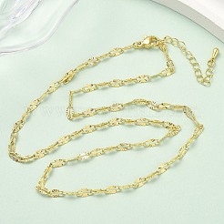 3MM Brass Textured Dapped Chain Necklaces&nbsp;NJEW-P339-01B-G
