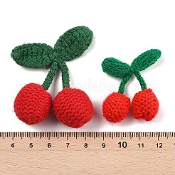 かぎ針編み 14 個 3 スタイル 3d 桜飾りアクセサリー  綿糸編みフルーツ  レッド  42.5~59x33~50x14~22mm&nbsp;DIY-FG0004-11