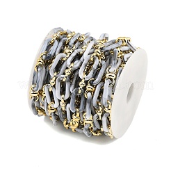 ラックメッキアクリル＆ccbプラスチックチェーン  長持ちメッキ  ホワイトスモーク  20x10.6x3mm  5 m /ロール&nbsp;CHAC-H001-01E