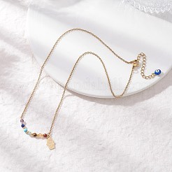 Chakra Natural Gemstone Faceted Round Beaded Pendant 304 Stainless Steel Cable Chain Necklaces&nbsp;NJEW-JN05531-01