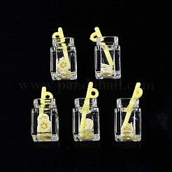 イミテーションドリンクレジンペンダント  内部のポリマークレイ  アクリルボトル付き  ミックスカラー  25~28x12x11mm  穴：1.8mm&nbsp;CRES-S359-32