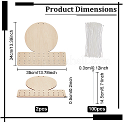 バスウッドかぎ針編みバスケットベース2個  ナイロンケーブルタイ100本付き  ラウンド  145~340x350x3~5mm&nbsp;WOOD-FG0001-61B