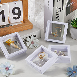プラスチック10Dフィルムフローティングフレームディスプレイケース3個  正方形  ホワイト  6.9x6.9x2cm&nbsp;CON-SP0001-11C-01