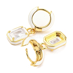 Rack Plating Real 18K Gold Plated Brass Enamel Rectangle Dangle Hoop Earrings&nbsp;EJEW-K245-50G