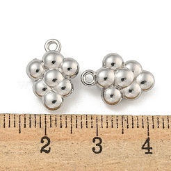 変色しない304ステンレススチールチャーム  ぶどうチャーム  ステンレス鋼色  14.5x10.5x5mm  穴：1.5mm&nbsp;STAS-I307-554P