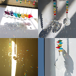 DIY製作  ガラスペンダント/ビーズと真鍮のパーツ  ミックスカラー  25x21mm  穴：2mm&nbsp;DIY-SC0006-32