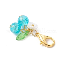 ガラスチェリーペンダントデコレーション10個  アクリルと樹脂のチャームと合金のロブスタークロウ留め具付き  ミックスカラー  36mm&nbsp;HJEW-MZ00332