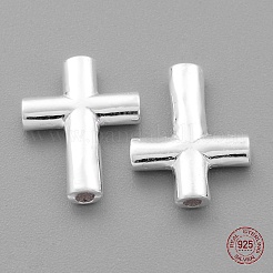 925スターリングシルバービーズ  ラテン十字架  銀  14x10x2mm  穴：1mm&nbsp;STER-G011-38