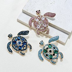 Tortoise Alloy Rhinestone Brooches for Backpack Clothes&nbsp;PW-WG63776-01-1