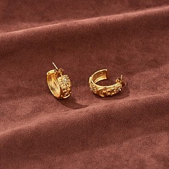 クリア キュービック ジルコニア サン ムーン スター スタッド ピアス  430ステンレススチール製ハーフフープピアス（女性用）  ゴールドカラー  21x8mm&nbsp;JE938A