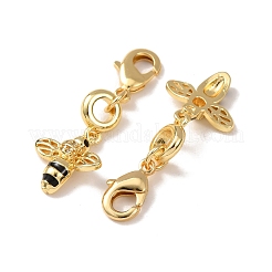 Bees Brass Micro Pave Cubic Zirconia and Enamel Pendant Decorations&nbsp;KK-T083-01J-G
